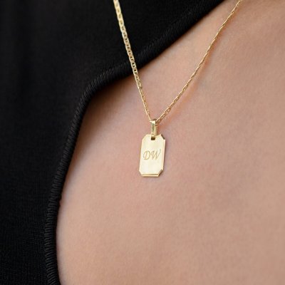 Engravable Rectangle Pendant Necklace